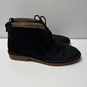 Hush Puppies Chukka Shoe Womens Size 10 Black Suede Velvet Lace Up Boots